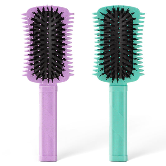Curly Hair Brush 2 Pack, Volume Curl Defining Brush for Effortlessly Detangling Shaping and Styling Women's Curls, Reduce Pulling (Green+Purple)