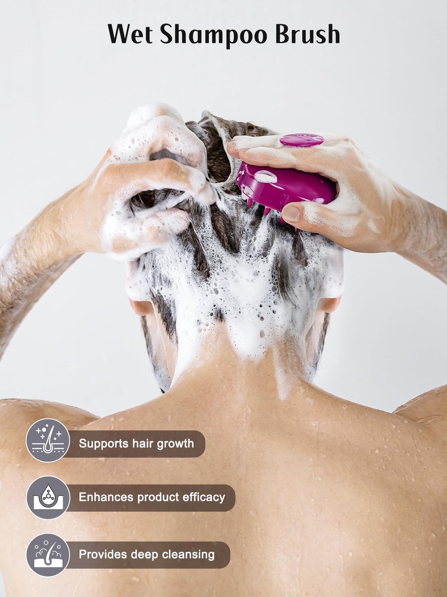 HEETA Hair Scalp Massager Shampoo Brush 2 Pack, Soft Silicone Bristles to Remove Dandruff, Waterproof Hair Scrubber for Both Wet Dry Hair, Suitable for Men & Women (Black & Purple)