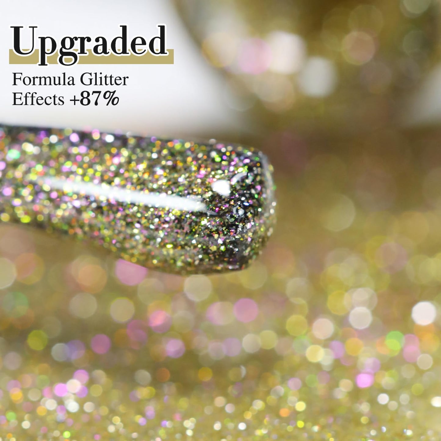 Double Rhythm 15ML Glitter Gel Polish Shimmer Reflective Holographic Color Magnetic for Nail Art Salon DIY at Home (Yellow Green-B1152)