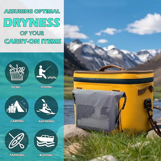 Multipurpose MOLLE Dry Bag Compatible with Soft Cooler, Tactical Backpack & Tote, Large Pouch Organizer Dry Pouch with Shoulder Strap Fit for Famous Hopper Accessories (Grey, Set 1)