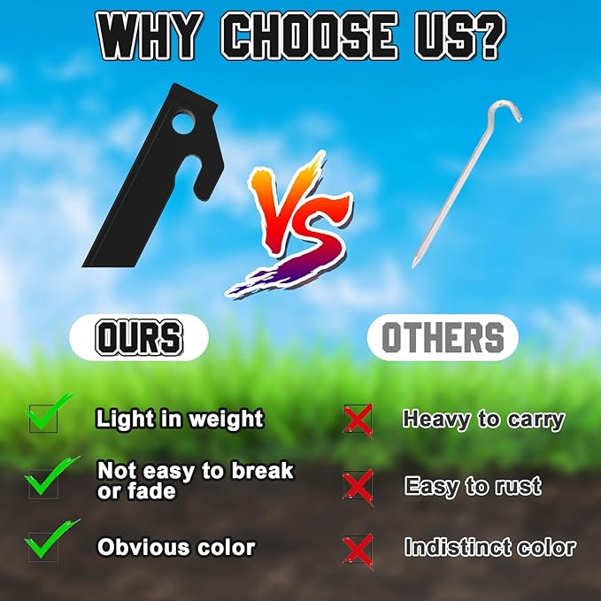 Deekin Plastic Tent Stakes 9 Inch Heavy Duty Tent Pegs Spike Hook Stakes Light Safe Tent Stakes Canopy Stakes for Summer Beach Garden Decorations Camping Outdoor Lawn Tarp