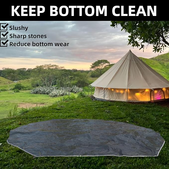 DANCHEL OUTDOOR Waterproof Bell Tent Footprint Round Tarp Camping Accessories, 3/4/5/6m Ground Sheet Black Tarp Canvas Yurt Tent Protector Floor