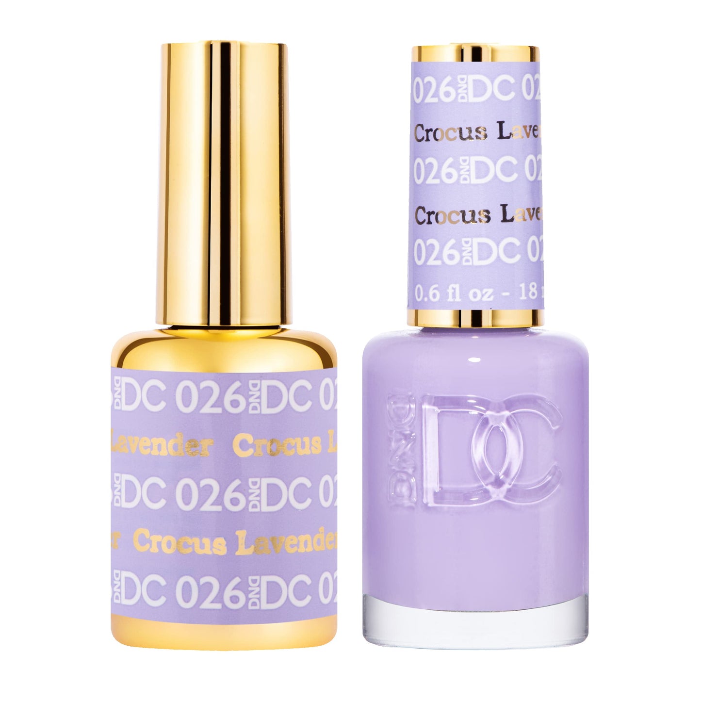 DND DC Gel Polish Set, Blue Collection, UV/LED Gel Polish and Air Dry Nail Lacquer, Matching Chip-Free Polish Duo, 026 Crocus Lavender, 0.5 Fl Oz