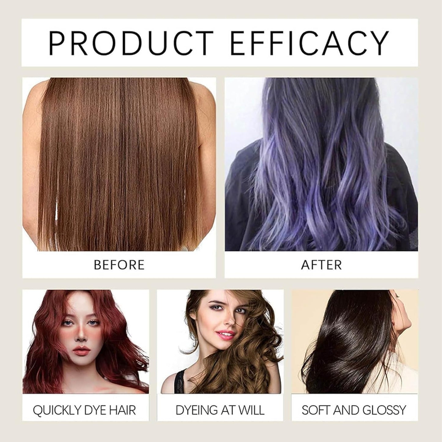 Hair Dye Shampoo, Hair Color Dye, Hair Care Instant Dye Shampoo, Natural Hair Color for Gray Hair Coverage, Suitable for Women & Men (Black)