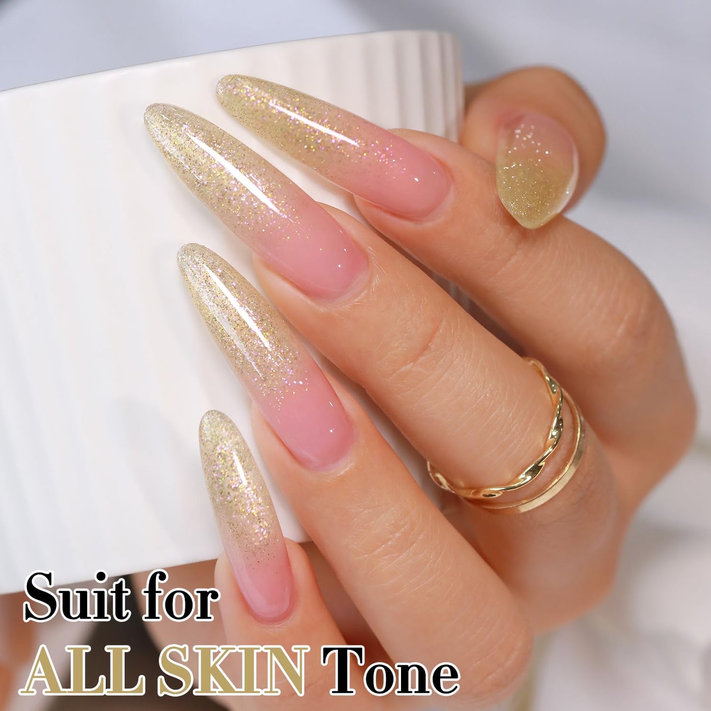 Double Rhythm 15ML Glitter Gel Polish Shimmer Reflective Holographic Color Magnetic for Nail Art Salon DIY at Home (Yellow Green-B1152)