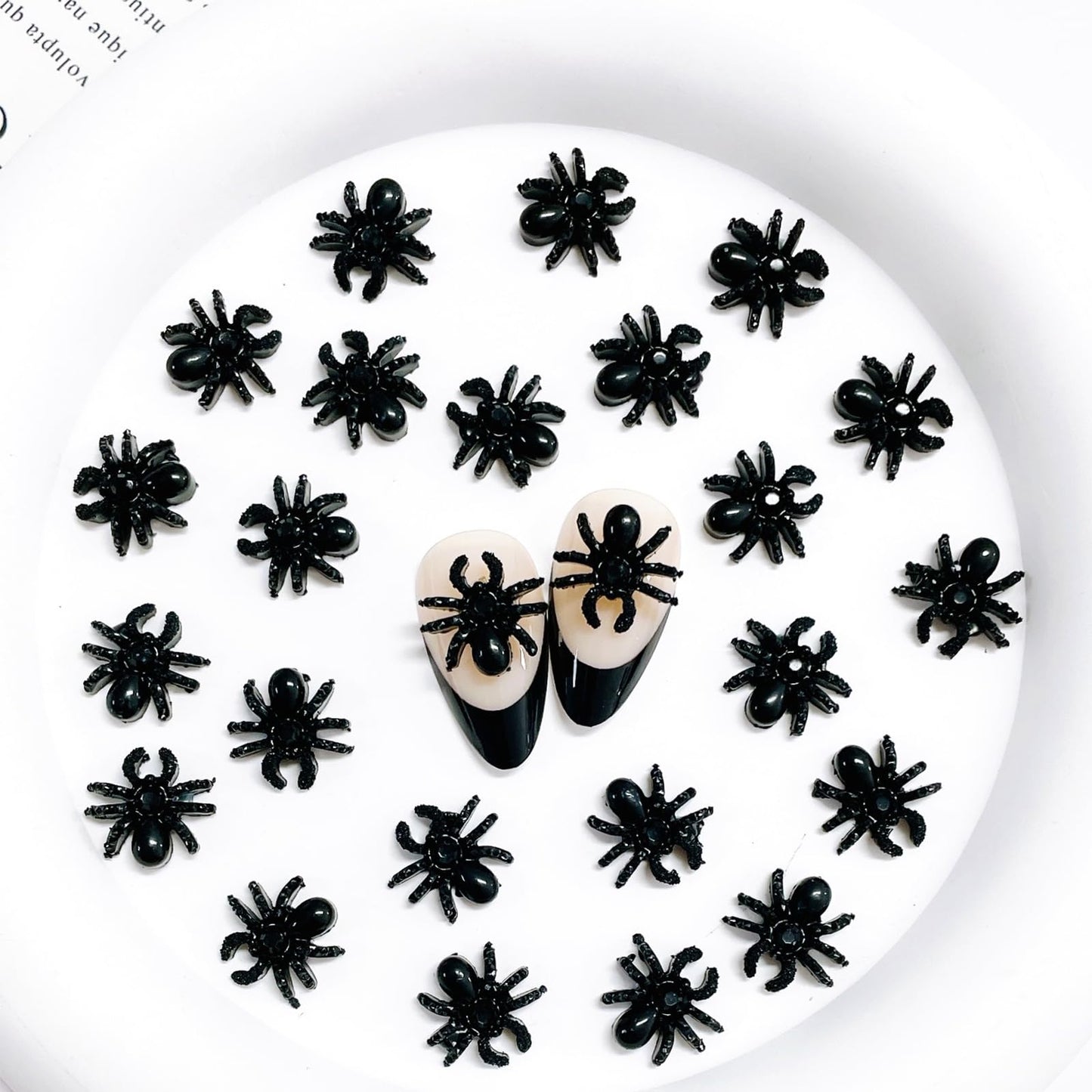 50pcs 3D Black Spider Nail Charms & Gems - Halloween DIY Nail Art Supplies