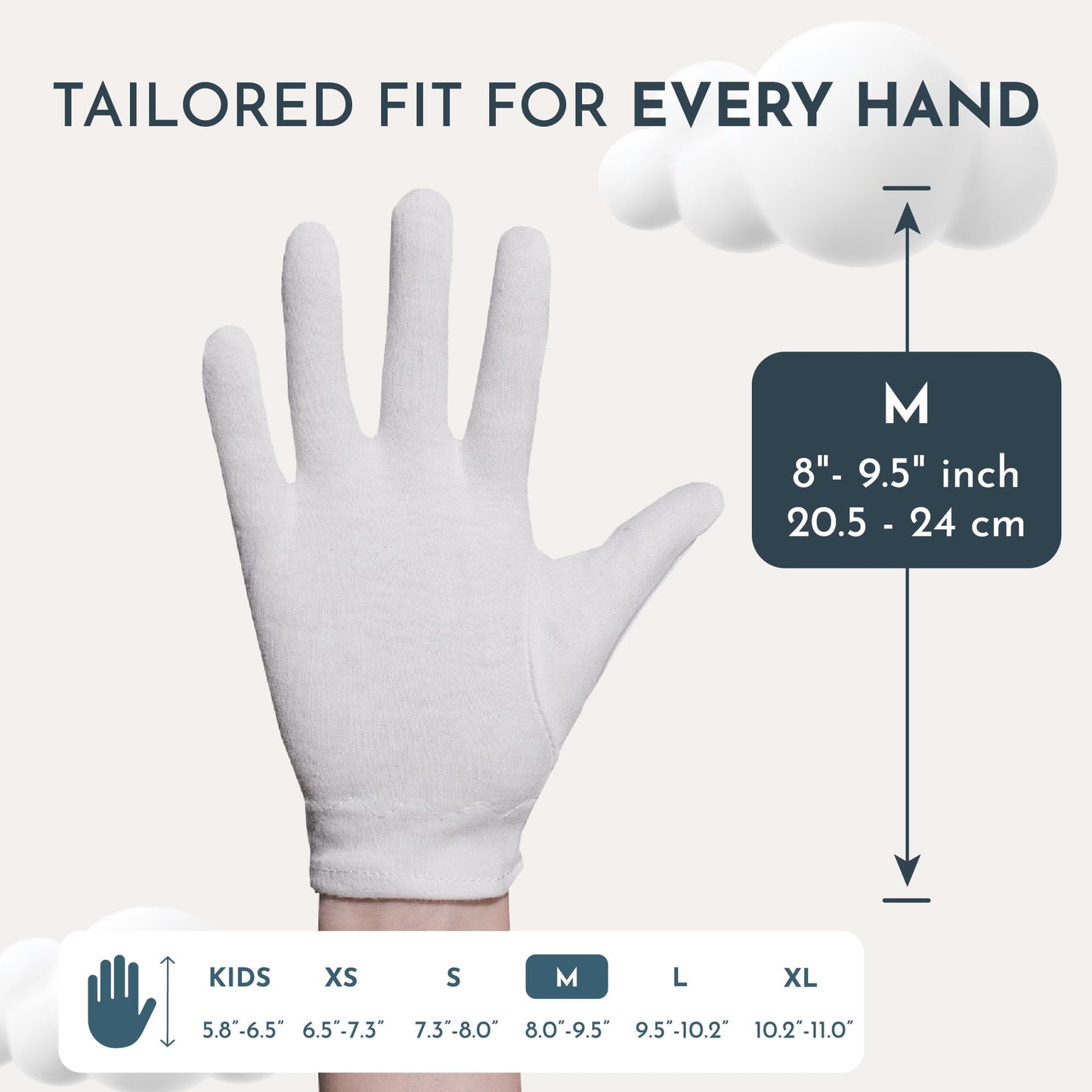 Cottonnerie Cotton Gloves for Dry Hands Sleeping, Moisturizing Gloves Overnight, Hand Moisturizer Gloves, Moisture Gloves for Dry Hands Overnight, Sleeping Gloves, Eczema Gloves, Medium 7 Pair