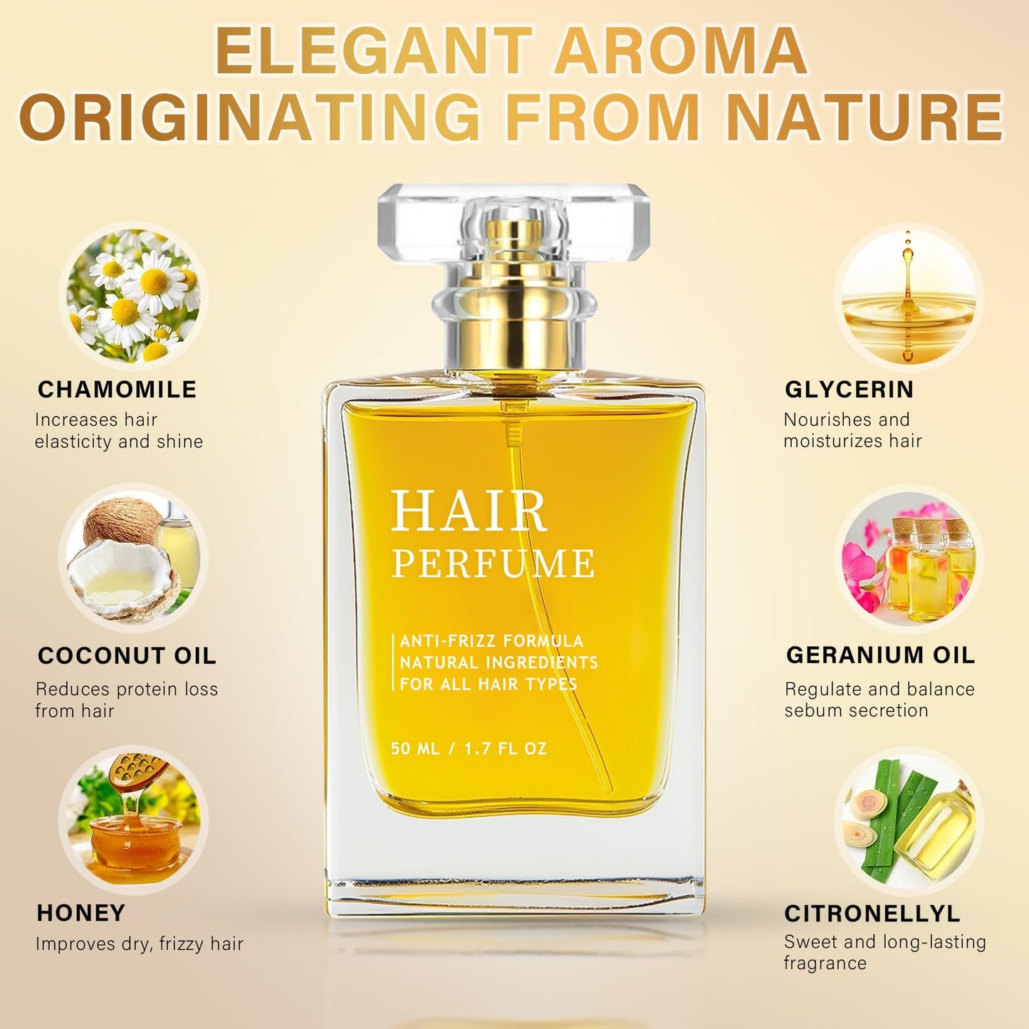 Hair Perfume, Pheromone Hair Perfume for Women, Premium Hair Fragrance Odors Remove and Nourishing Hair, Hair Hydrating and Shine Spray, 1.75 Fl. Oz