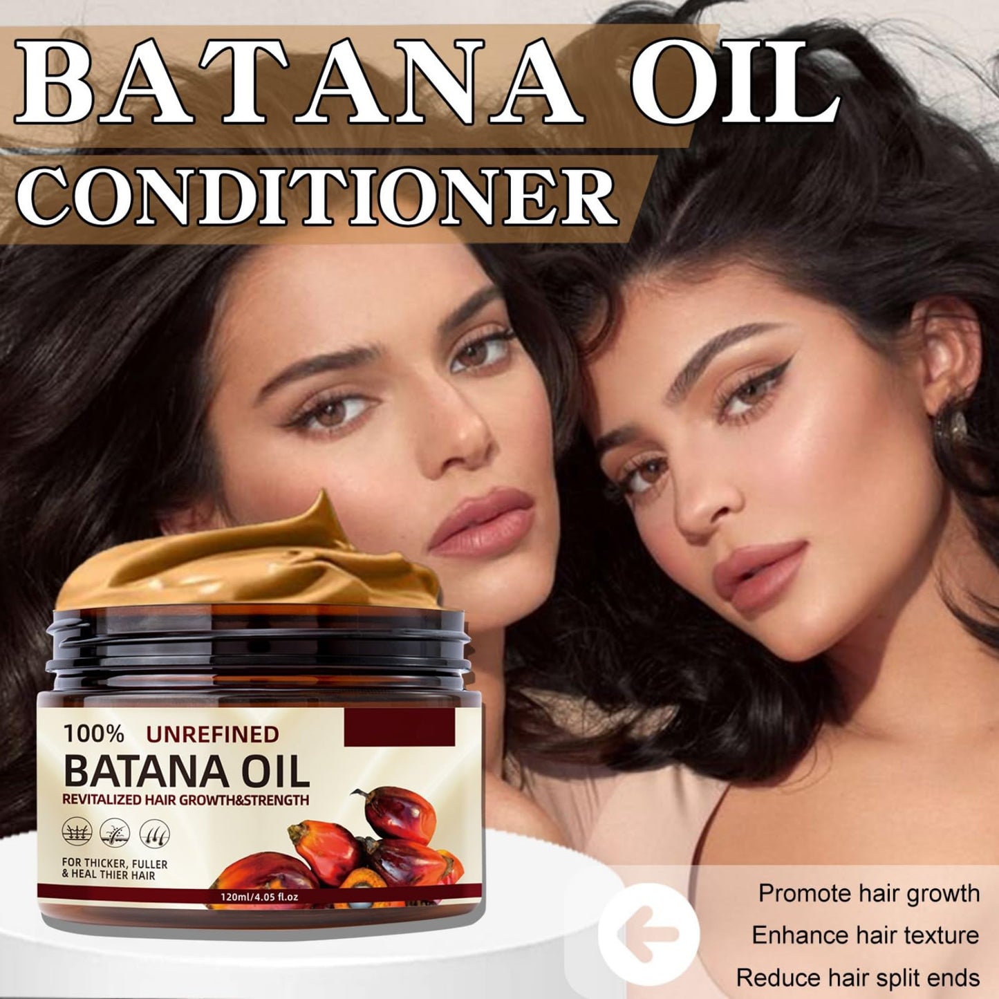 Hotiary Batana Oil for Hair Growth, Organic Batana Oil Hair Mask Thickness Hair Conditoner for Hair Loss Repairs Damaged Split Ends for Men & Women