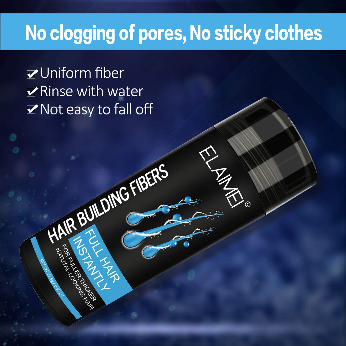 Hair Fibers for Thinning Hair, Natural Formula Hair Fiber, Hair Building Fibers Refill Thicker Hair in 15 Seconds, Conceals Hair Loss & Look Younger, Designed for Men & Women (Black)
