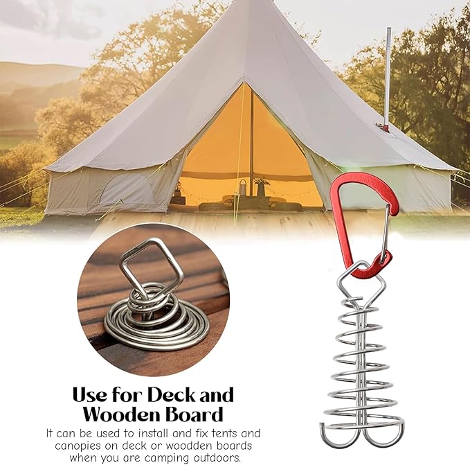 MOROBOR Red Deck Anchor Pegs, 10 PCS Windproof Aluminium Alloy Fish Bone Tent Stakes with Spring Buckle Portable Adjustable Octopus Wind Rope Anchor for Outdoor Camping(Square Top)