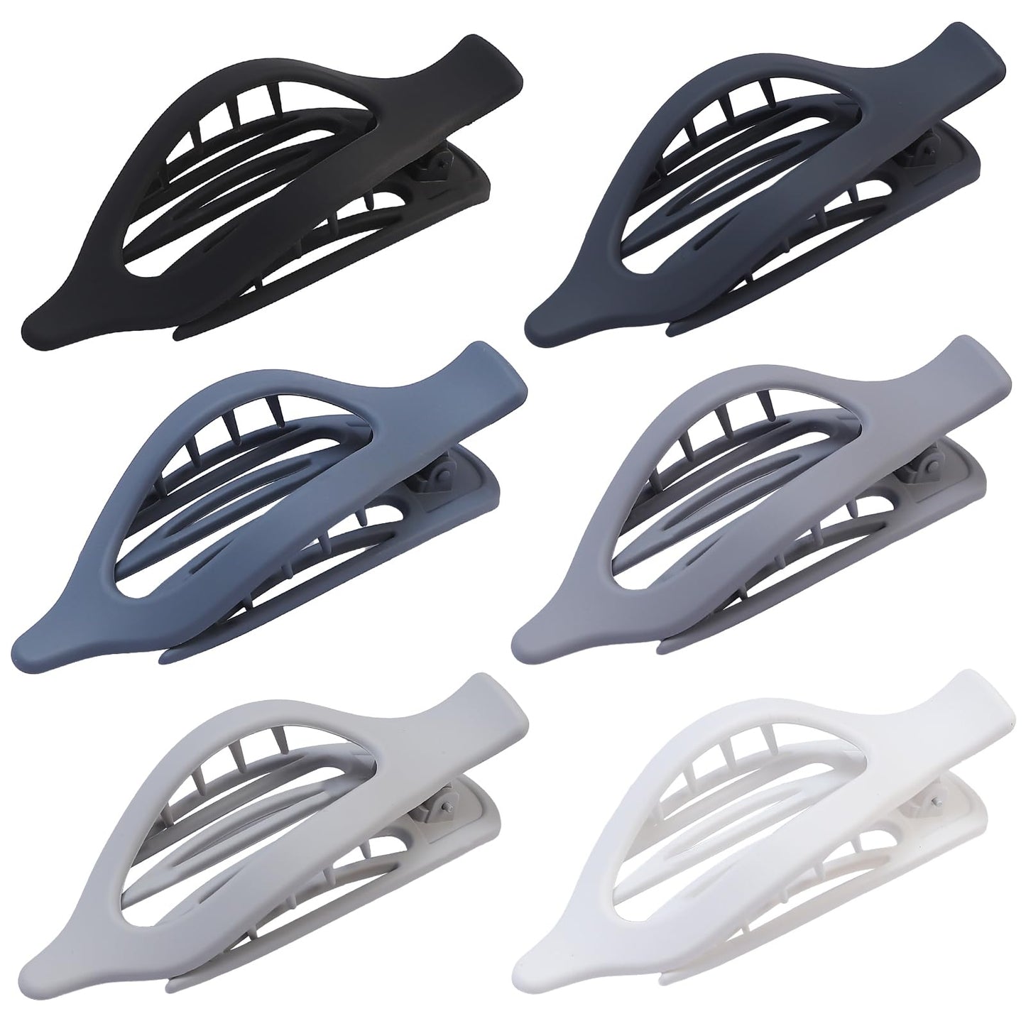 CHANDAT Flat Hair Clip 6 pcs Lay Down Claw Clips Hair Accessories for Women -Grey