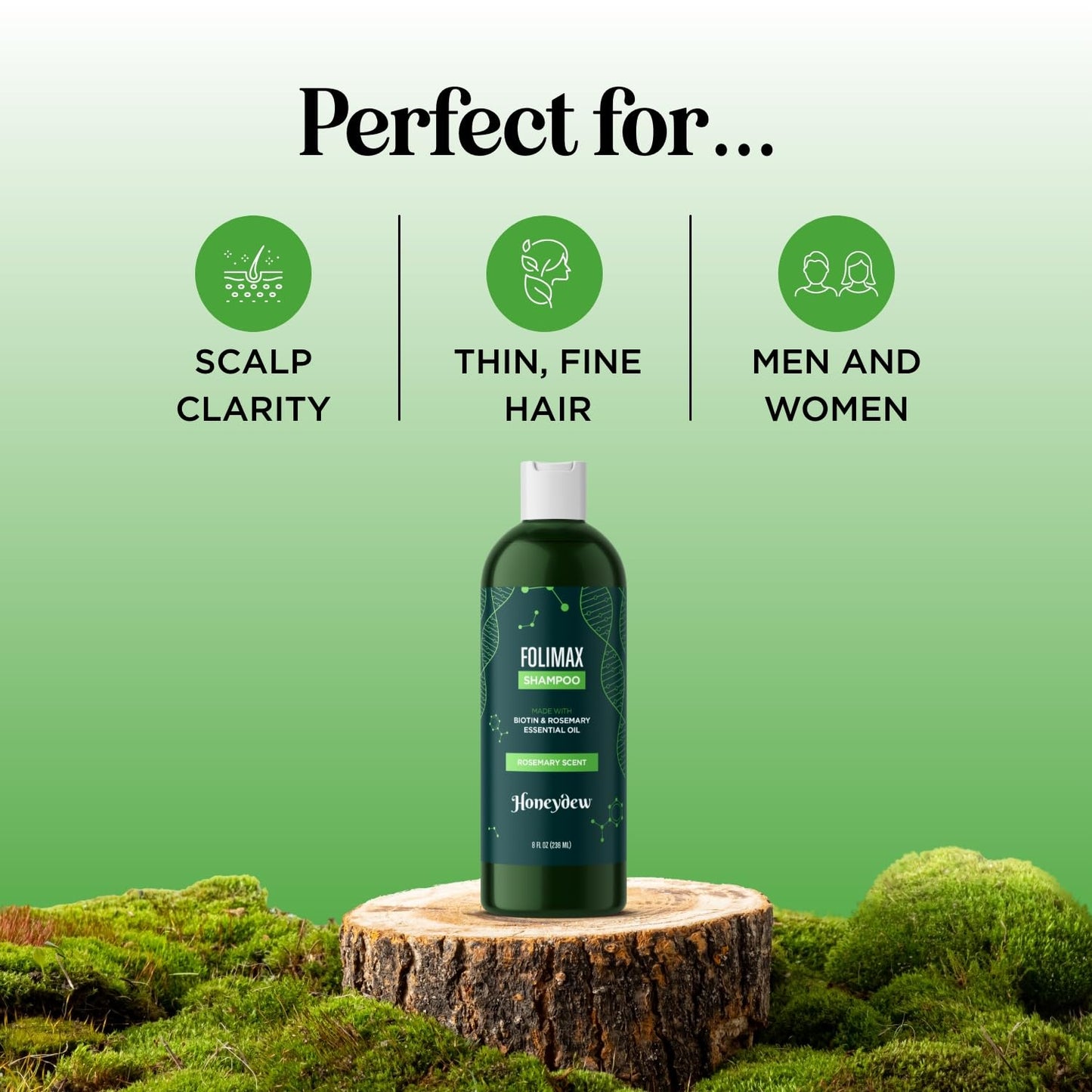 Folimax Biotin Shampoo for Thinning Hair - Thickening Shampoo with Biotin Zinc and Rosemary Oil for Hair Growth - Vegan Sulfate and Paraben Free Volumizing Shampoo for Fine Hair (Rosemary Scent)