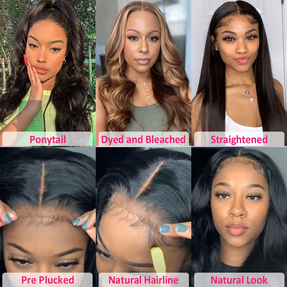 Hedy Body Wave Lace Front Wigs Human Hair Pre Plucked with Baby Hair Glueless 150% Density 4x4 Lace Closure Human Hair Wigs for Black Women Natural Color(18 Inch)