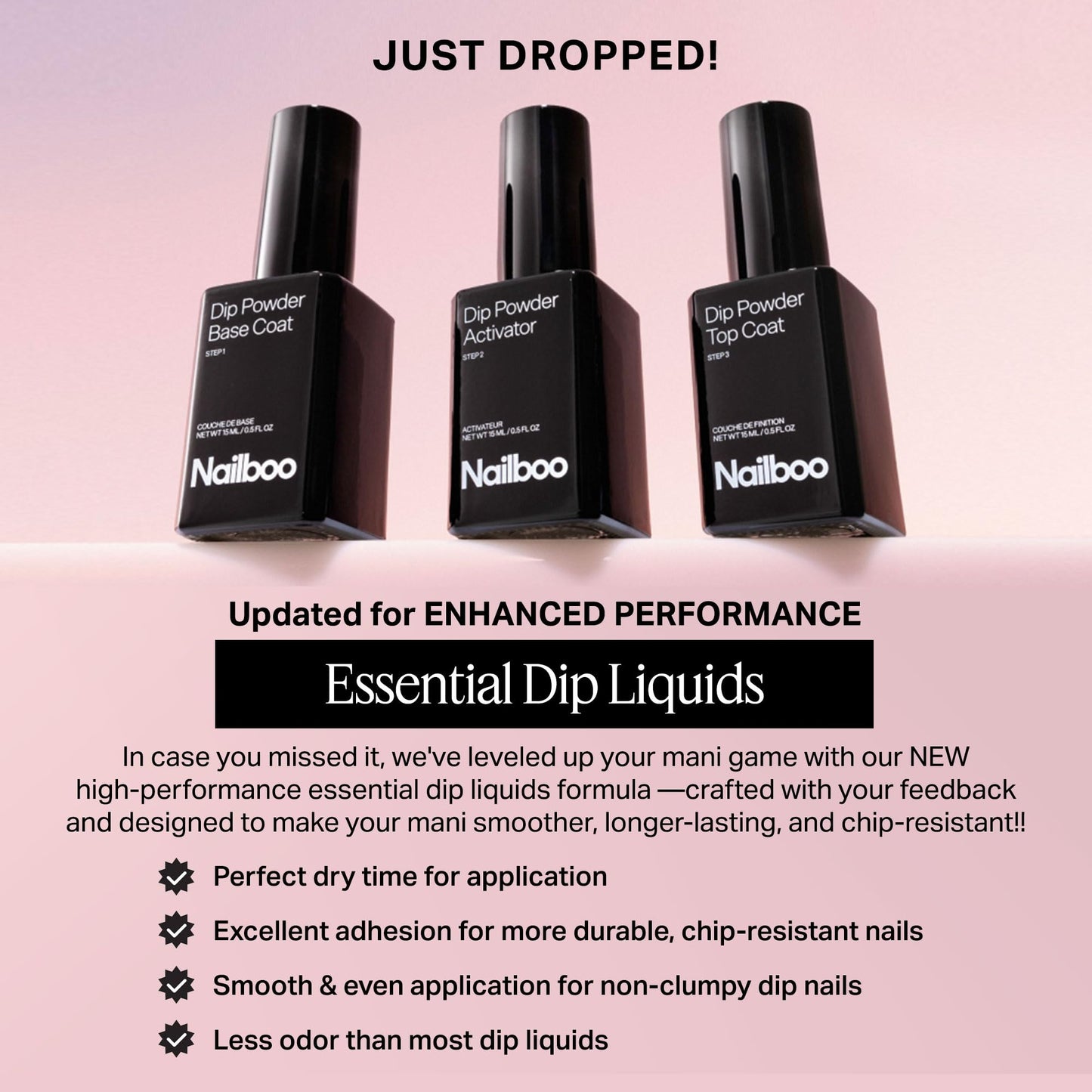 Nailboo Dip Powder Essential Liquid, Base Coat for Nail Dip Powder, DIY At Home Manicure, No UV Lamp Needed, For Beginners & Professionals, 0.5 Fl Oz (1 Pack)