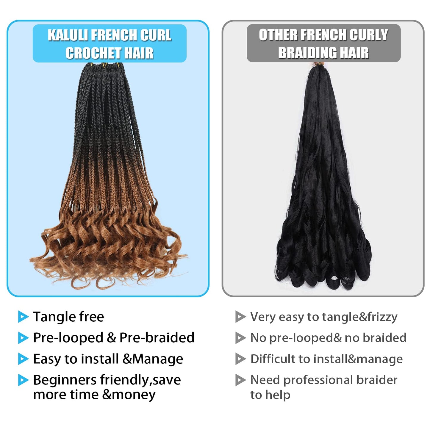 Crochet Braids 14 Inch French Curly Braiding Hair Goddess Box Braids Crochet Hair Curly Braiding Hair French Curl Crochet Braids with Curly Ends Spanish Curly Braiding Hair Extensions(B29#)