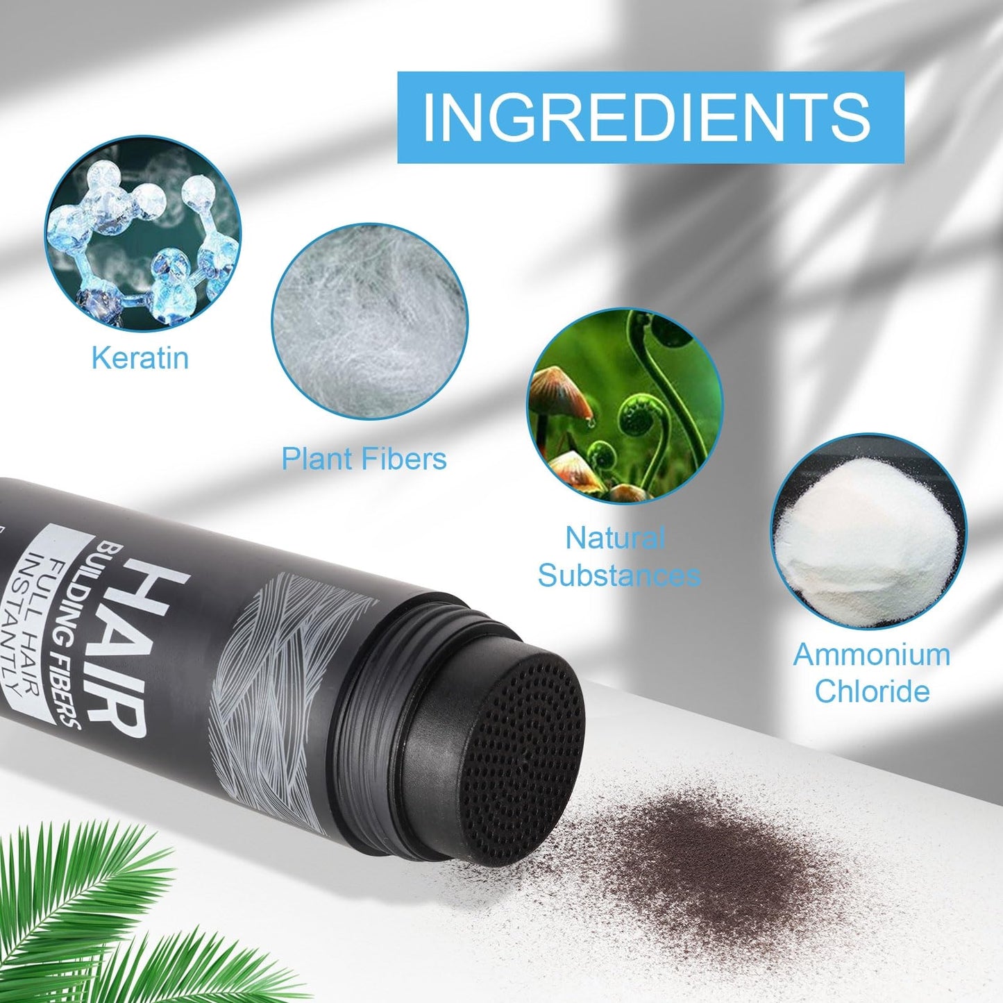 Hair Building Fibers for Thinning Hair with Spray Applicator Pump Nozzle - Natural & Undetectable,Instantly Thicker Fuller Hair Conceals Hair Loss 30 Sec,4 Shades for Men & Women,27.5g (Light Brown)