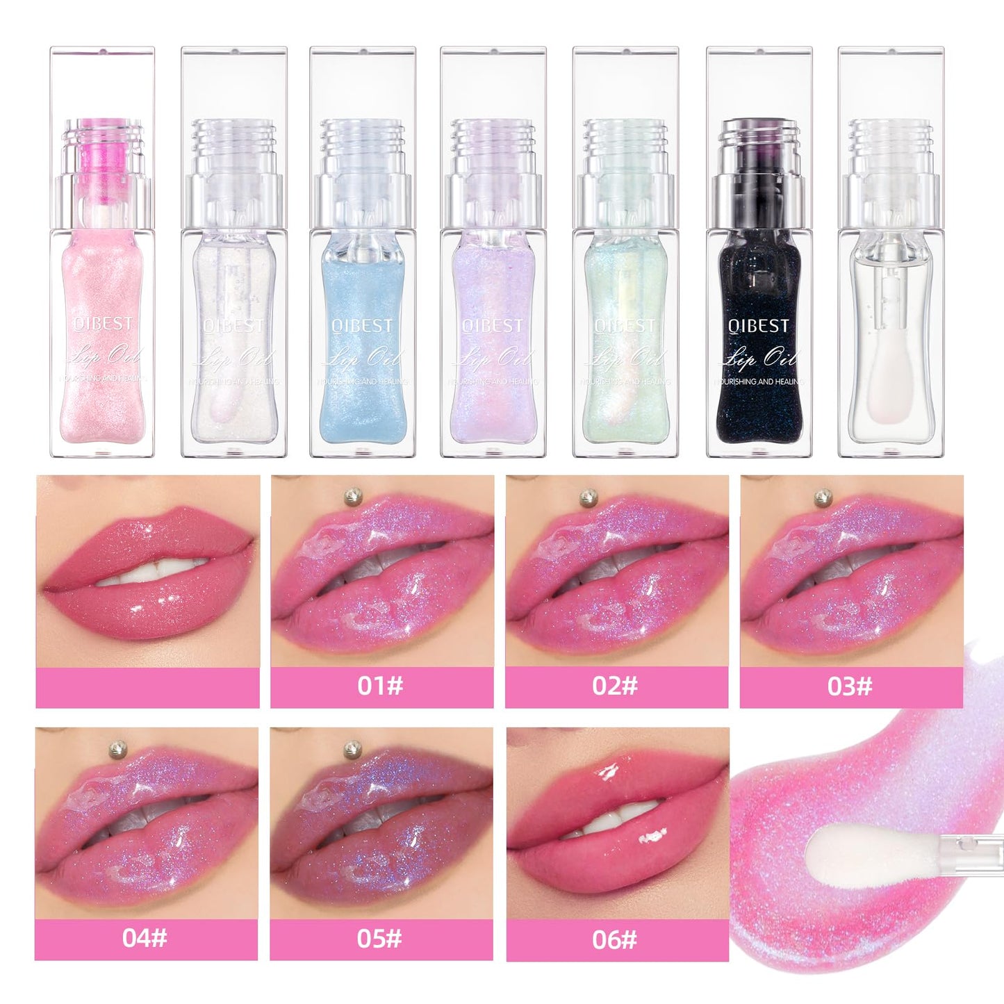 BANGFENG Magic Color Changing Moisturizing Lip Glow Oil Plumping Glimmer Glow Lipstick, Hydrating Lip Gloss Lip Care, Long Lasting Non-sticky Fresh Texture Lip Oil (Color Changing 04)