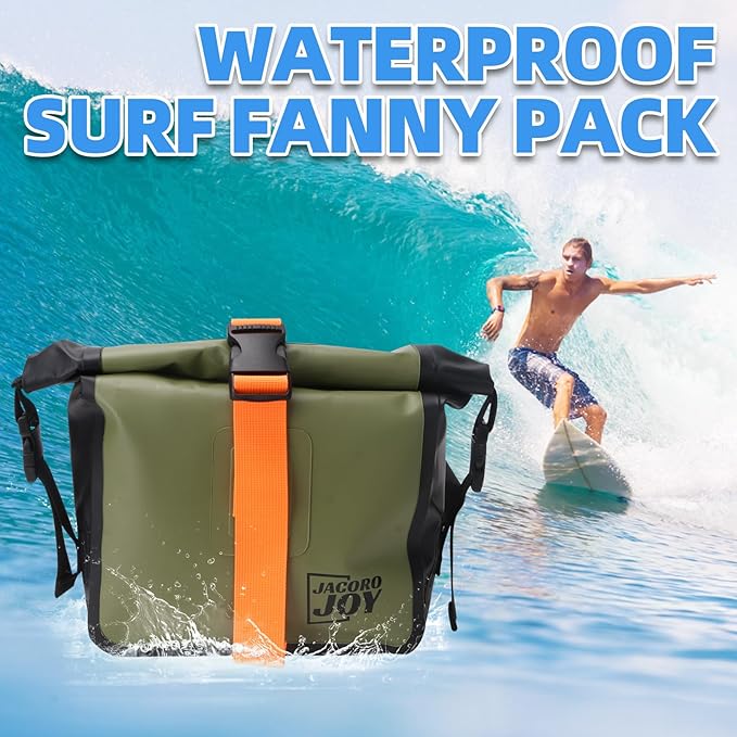 Waterproof Dry Bag with Adjustable Waist Strap Large Capacity Waterproof Waist Bag for Kayaking Boating Fishing Cycling (Green)