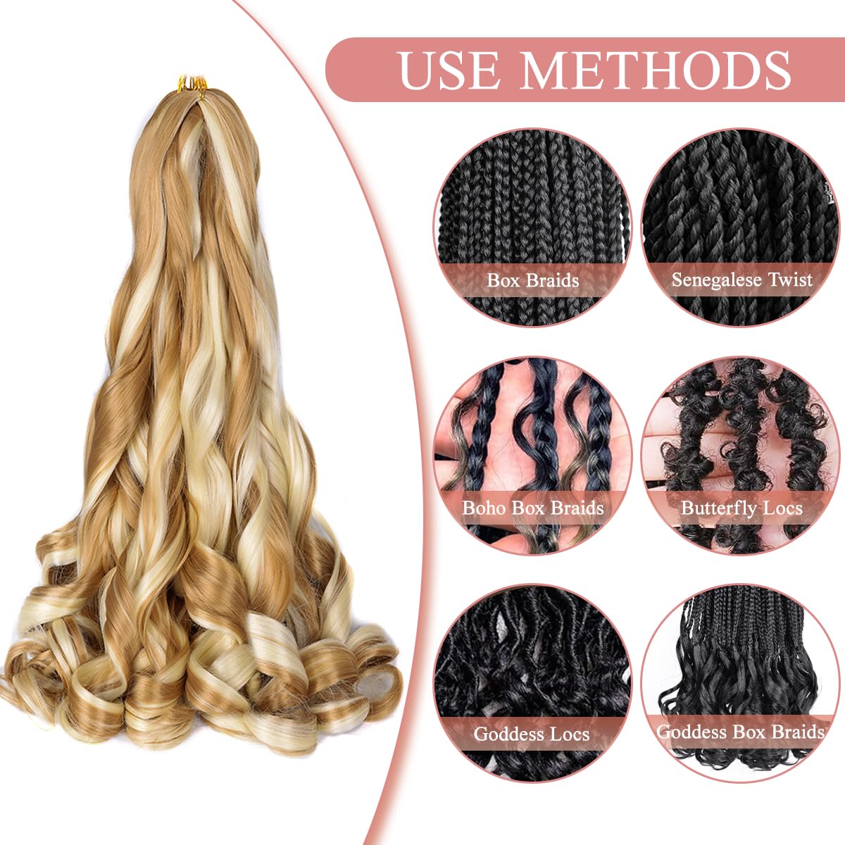 Curly Braiding Hair Box Braids #P27/613 Spanish Curly Braiding Hair for Box Braids 8 Packs Bouncy Braiding Hair 16 Inch Synthetic Braiding Hair Extensions(16 Inch,Pack of 8,P27/613)