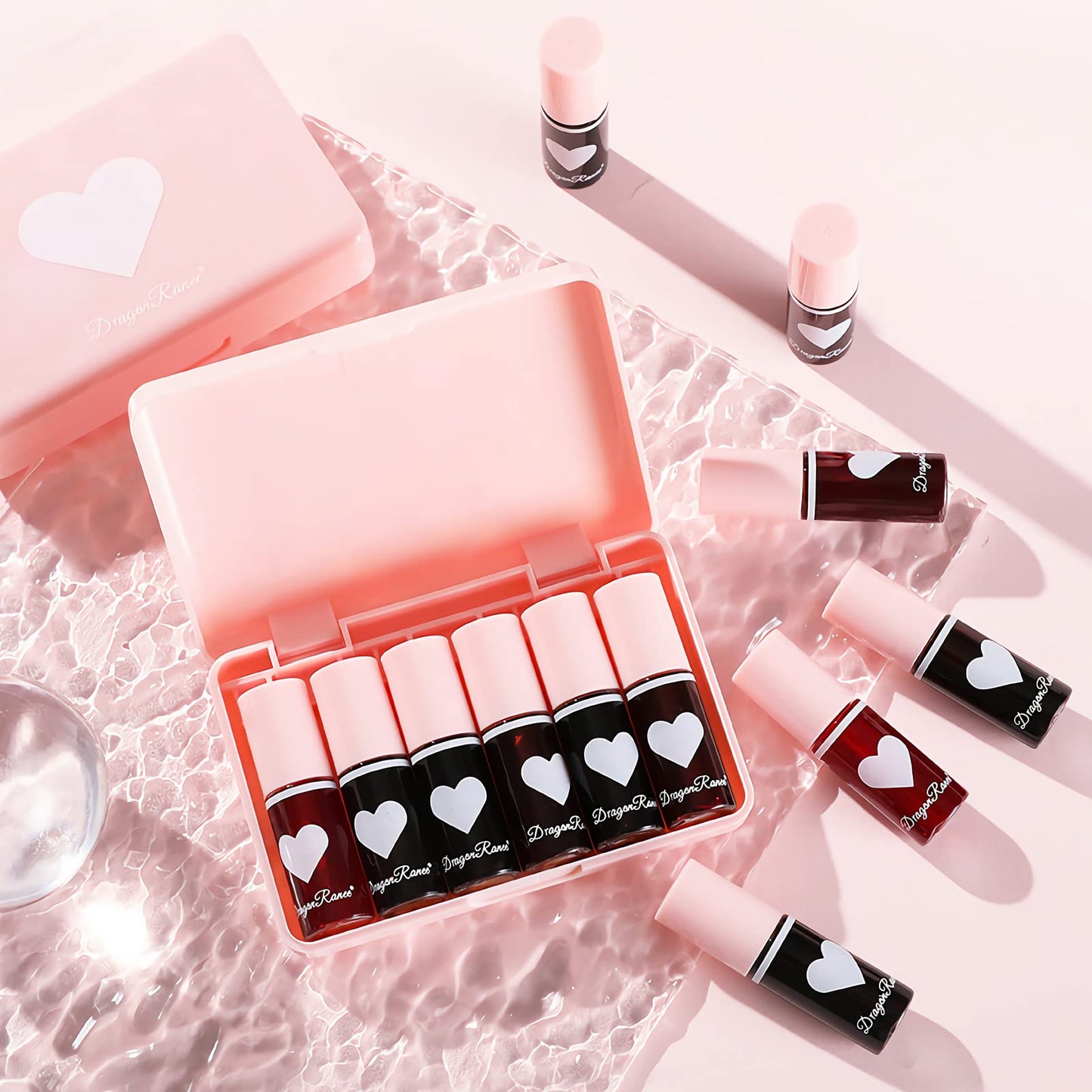 6 Colors Lip Tint Stain Set,Korean Lip Gloss Lip Tint Stain Mini Liquid Lipstick Multi-use Lip and Cheek Tint