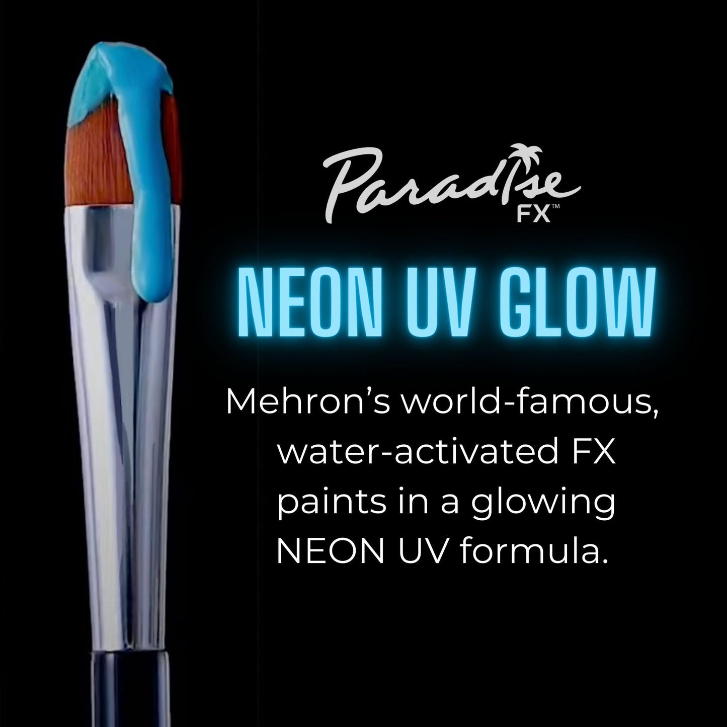 Mehron Paradise FX Neon UV Glow Colors | Pro Water Activated Black Light Reactive Paint for Raves, Costumes, Halloween, & Cosplay | Pro Size 1.4 oz (40 g) (Celestial – Neon Blue/Light Blue)
