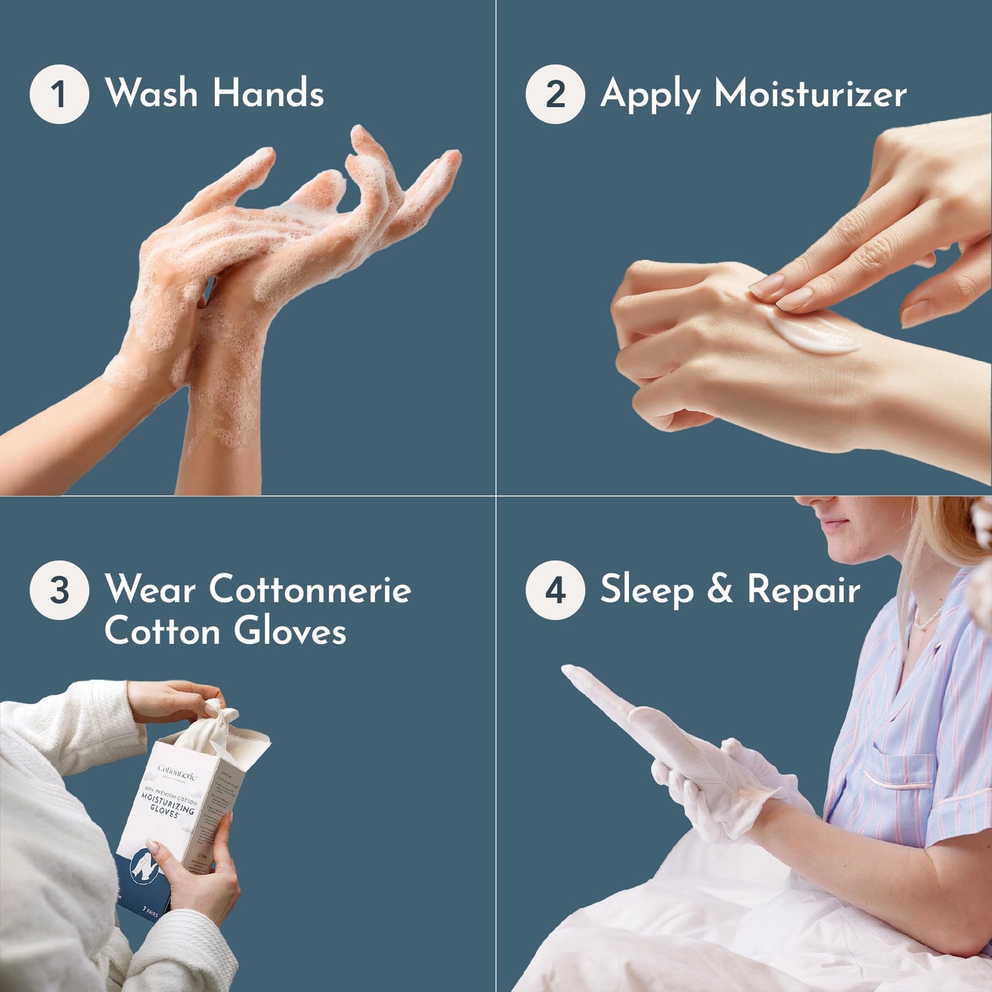 Cottonnerie Cotton Gloves for Dry Hands Sleeping, Moisturizing Gloves Overnight, Hand Moisturizer Gloves, Moisture Gloves for Dry Hands Overnight, Sleeping Gloves, Eczema Gloves, Medium 7 Pair
