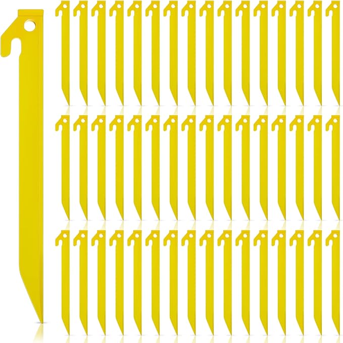 Deekin Plastic Tent Stakes 9 Inch Heavy Duty Tent Pegs Spike Hook Stakes Light Safe Tent Stakes Canopy Stakes for Summer Beach Garden Decorations Camping Outdoor Lawn Tarp