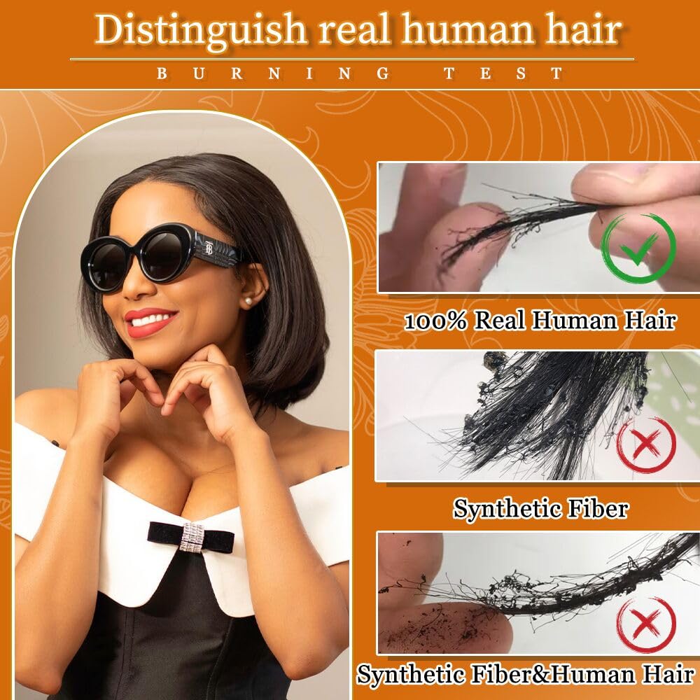GUDOZO Reddish Brown Bob Wig Human Hair 10 inch 200% Density Glueless Wigs Human Hair Pre Plucked Pre Cut Glueless Wigs 9x6 HD Lace Front Wigs Human Hair for Black Women