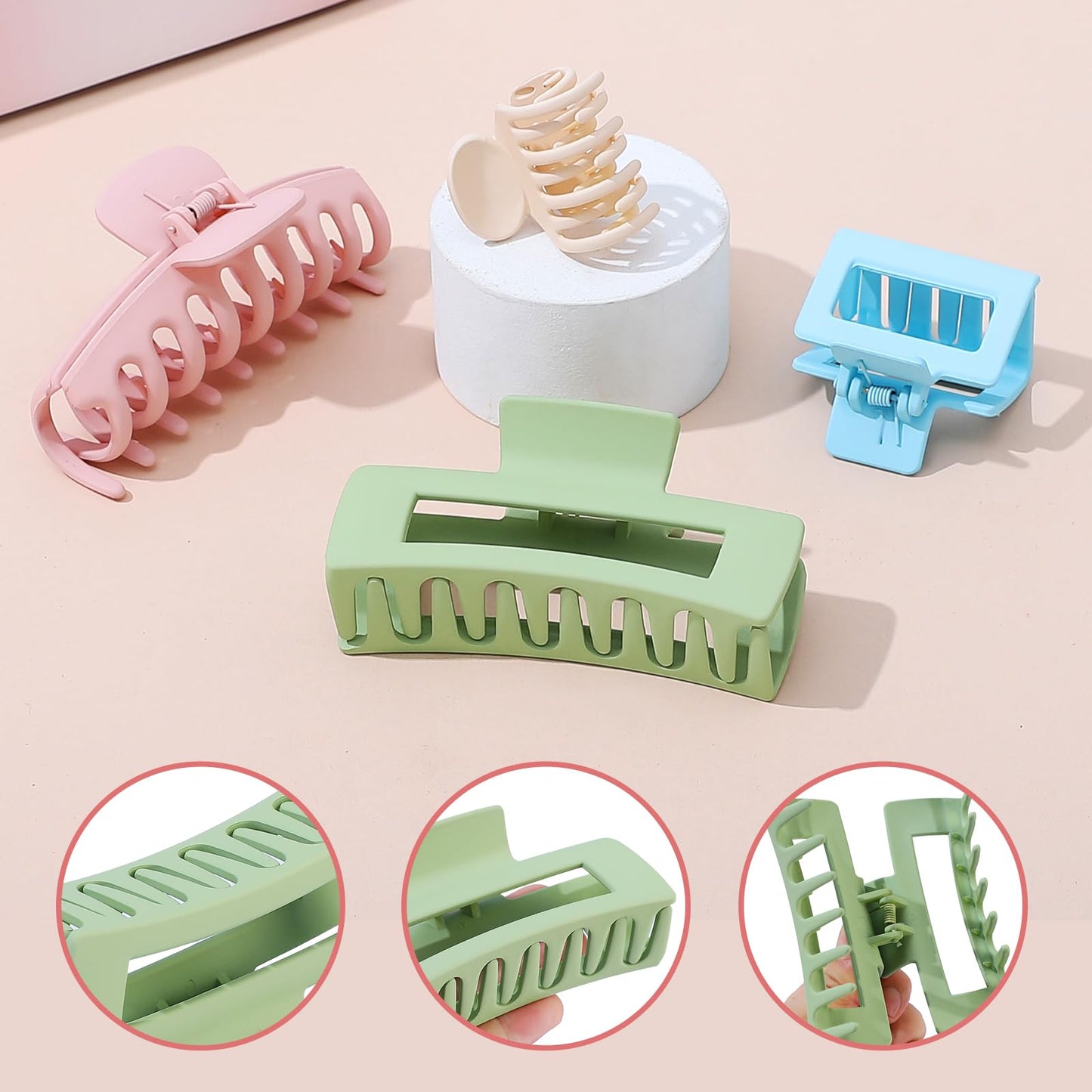 Hair Clips 16 Pcs for Women - Large and Small Matte Banana Clips for Thin, Thick, Curly Hair, Strong Hold Nonslip Hair Claws