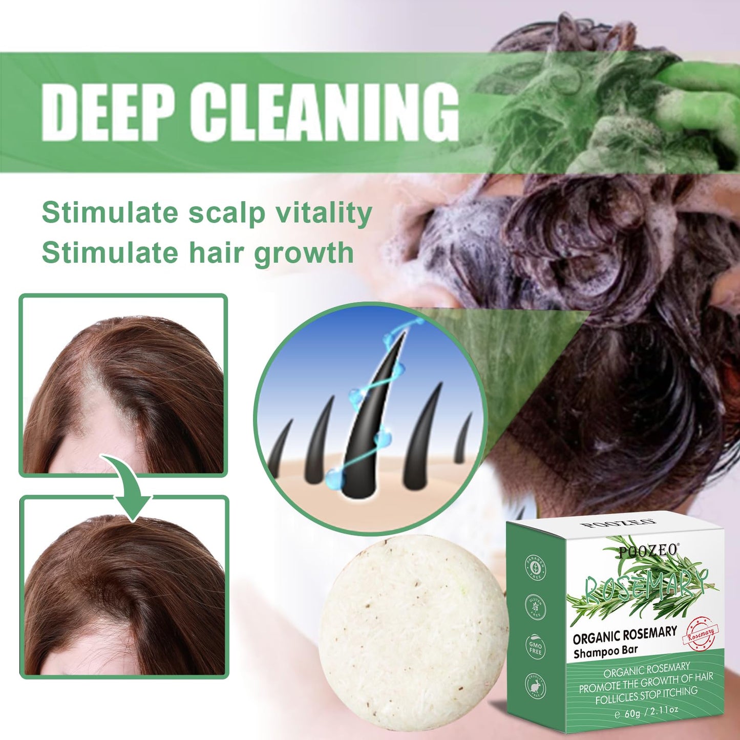 DBEAUTYM 2 Pack Rosemary Hair Shampoo Bar,Deep Cleansing for Scalp Hair Loss Shampoo Soap,Organic Hair Oil Control,Solid Shampoo for Hair Growth, Refreshing and Hydrating Soap for Mothers Day Gifts