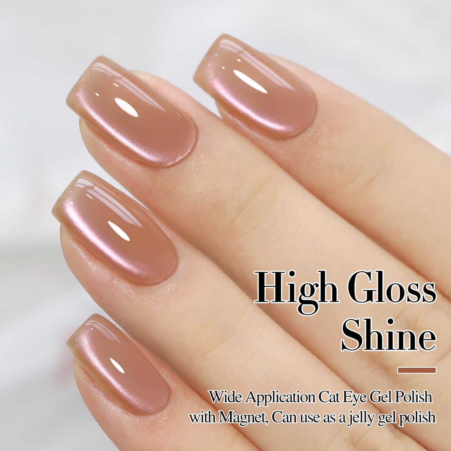 Double Rhythm 15ML Ice Glass Cat Eye Gel Polish with Magnet Holographic Glitter Shimmer Translucent Sheer Color Salon Soak Off Magnetic Nail at Home (Dark Orange-MC1127)