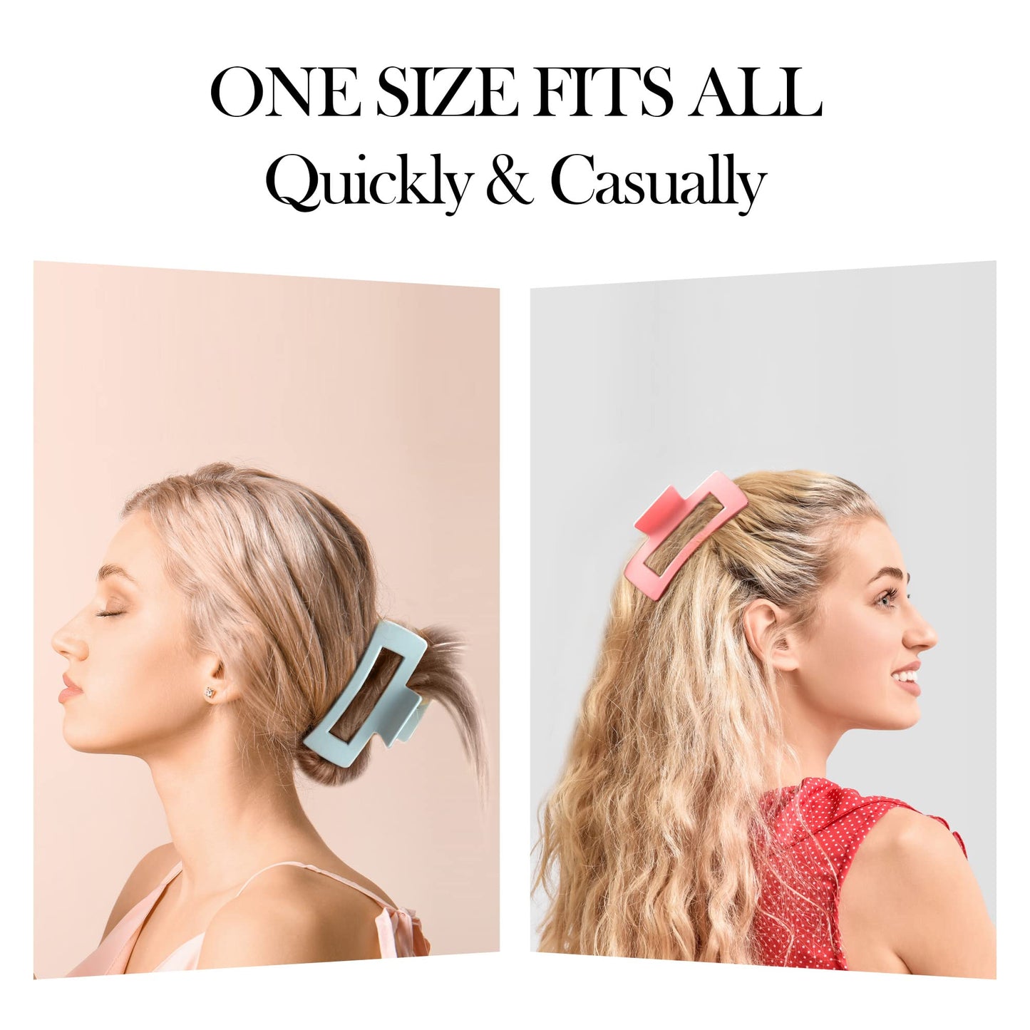 Beauty.H.C Hair Clip, 8PCS Large Colorful Square Claw Clips for Thick Thin Curly Long Hair, Strong Hold, Nonslip, Pastel Matte, 4.1 Inches, Women Girls, Gift