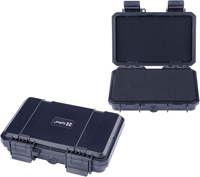 Lykus HC-1710 Mini Hard Case Dry Box with Foam Insert, Interior Size 6.54x3.94x1.46 inch, IP66 Splash-Proof