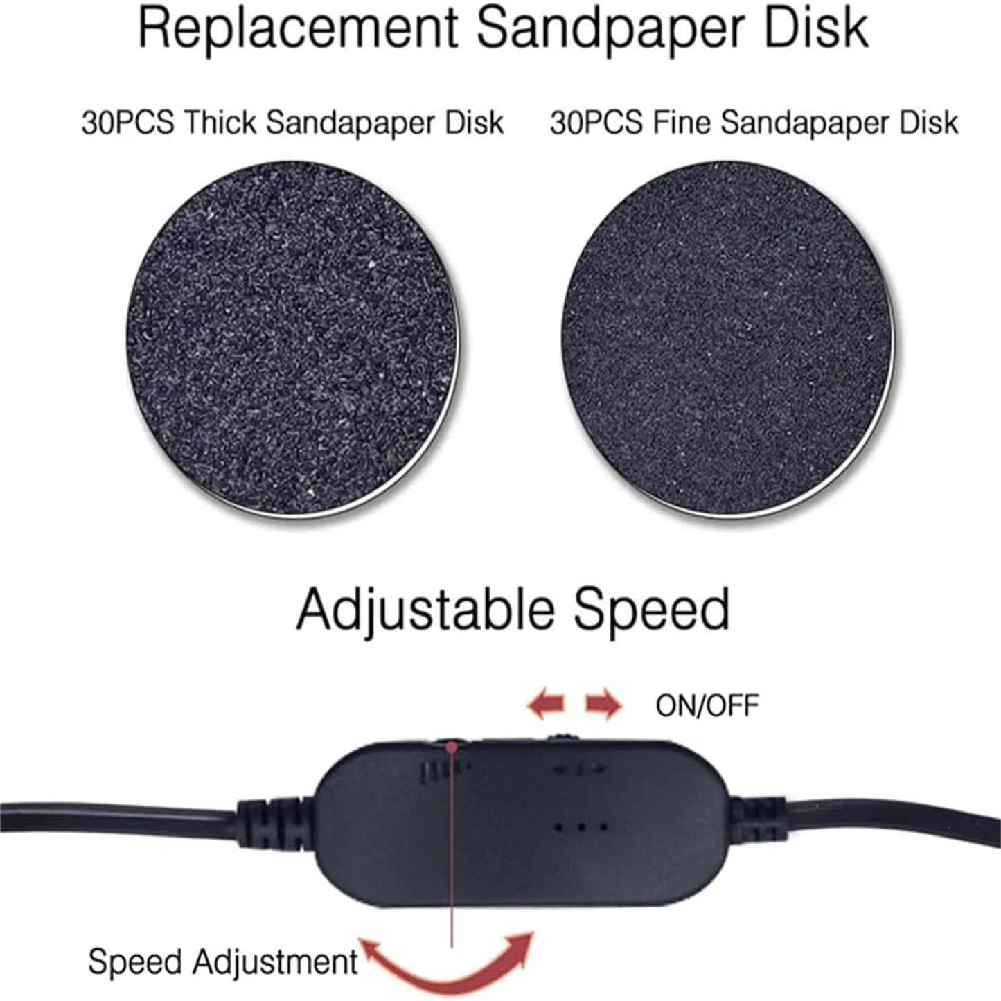 Dermave Electric Foot Callus Remover, Dermawave Electric Foot Callus Remover, Foot Scrubber File Smooth Wand with 60 Sanding Pads-Pink