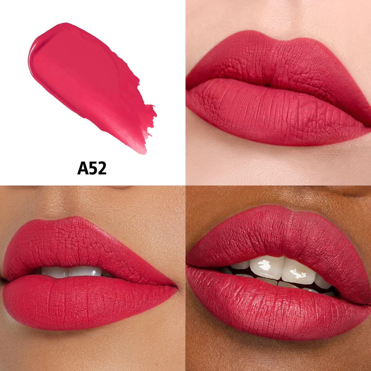 HANLADY Bright Red Lipstick Long Lasting Lipsticks for Women Pigmented Smudgeproof Transferproof Vegan Cruelty Free Lip Makeup, A52 Enjoyful