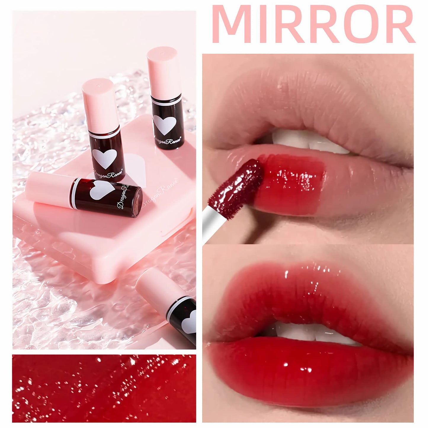 6 Colors Lip Tint Stain Set,Korean Lip Gloss Lip Tint Stain Mini Liquid Lipstick Multi-use Lip and Cheek Tint