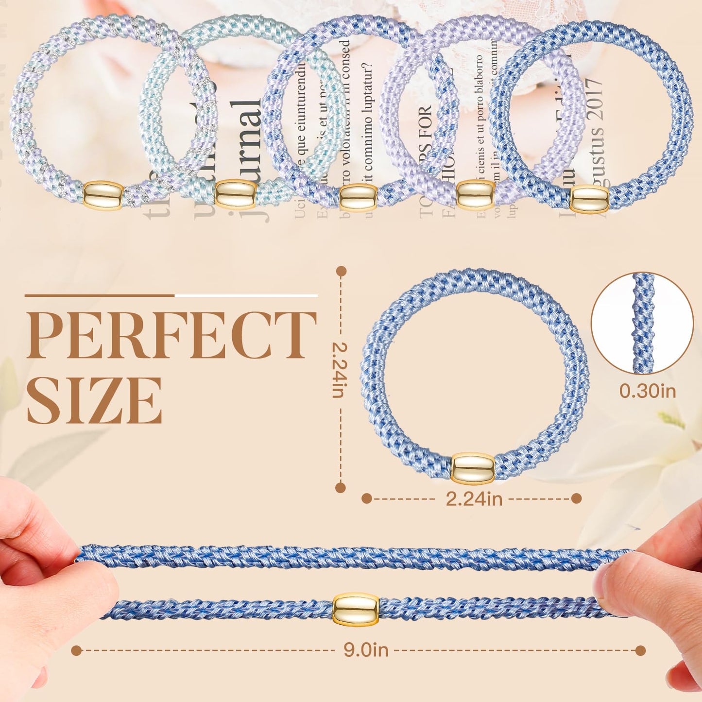 FORENEE Hair Ties No Damage - 10PCS Ponytail Holders - Elastic Hair Ties for Thick Hair - Braided Hair Bands for Women Girls's Hair - Blue Sky