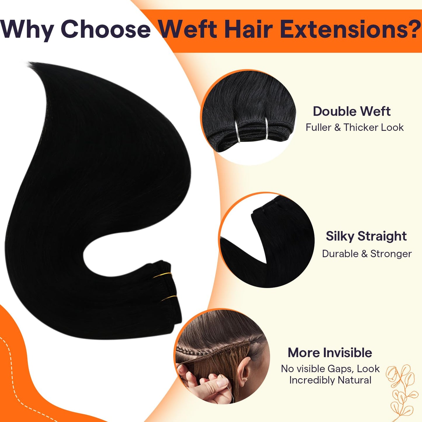 Full Shine Black Hair Extensions Real Human Hair Sew In Bundles 20 Inch Weft Hair Extensions Human Hair Black Straight Human Hair Bundles Double Weft Real Human Hair Extensions For Black Women 105G