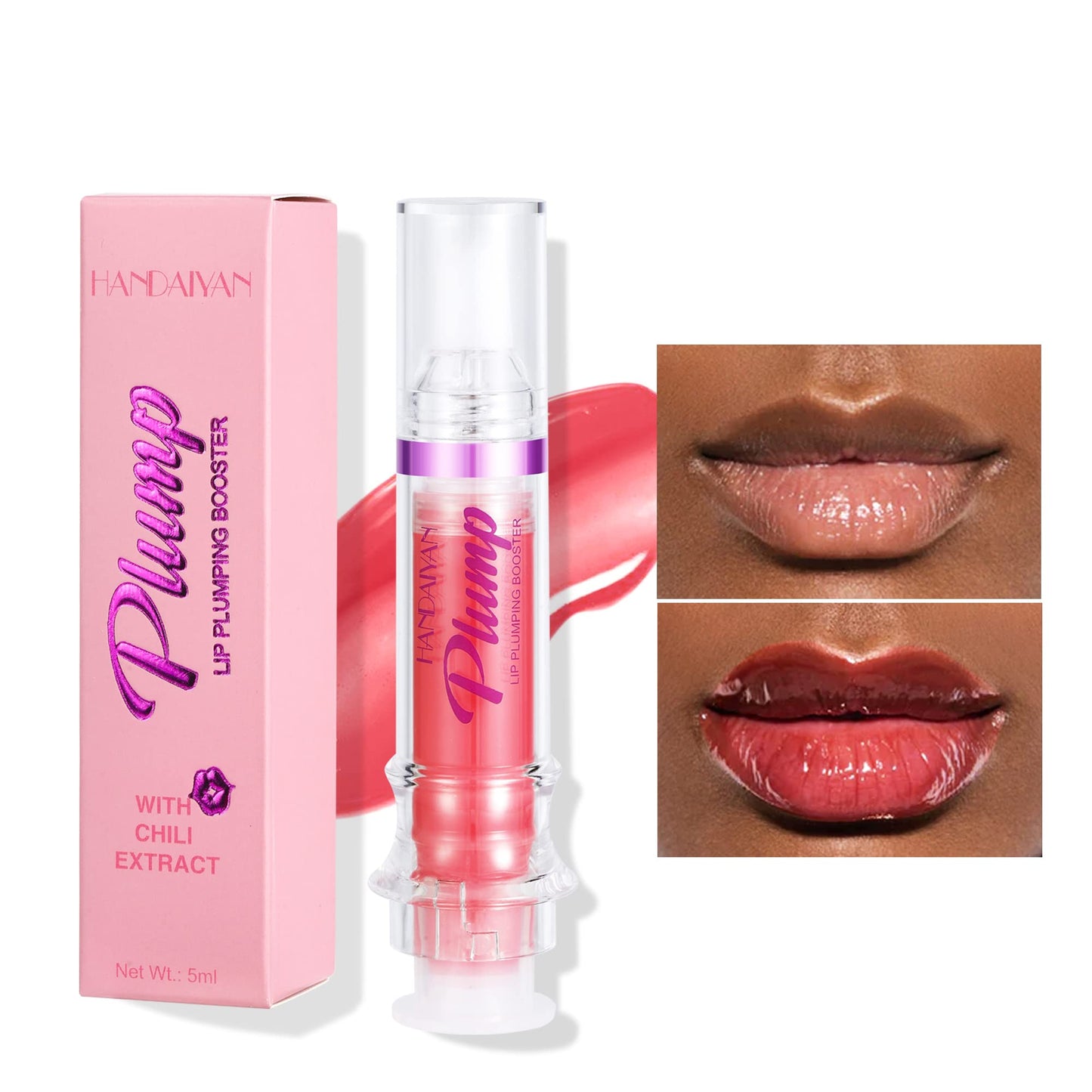 BAISEN DIARY Plumping Lip Oil With Chili Extract - Fuller Lips Instantly! Ultra-Hydrating & Nourishing, Glossy Finish Lip Glow Oil, Lip Plumping Booster Plump (05 Wild Strawberry)