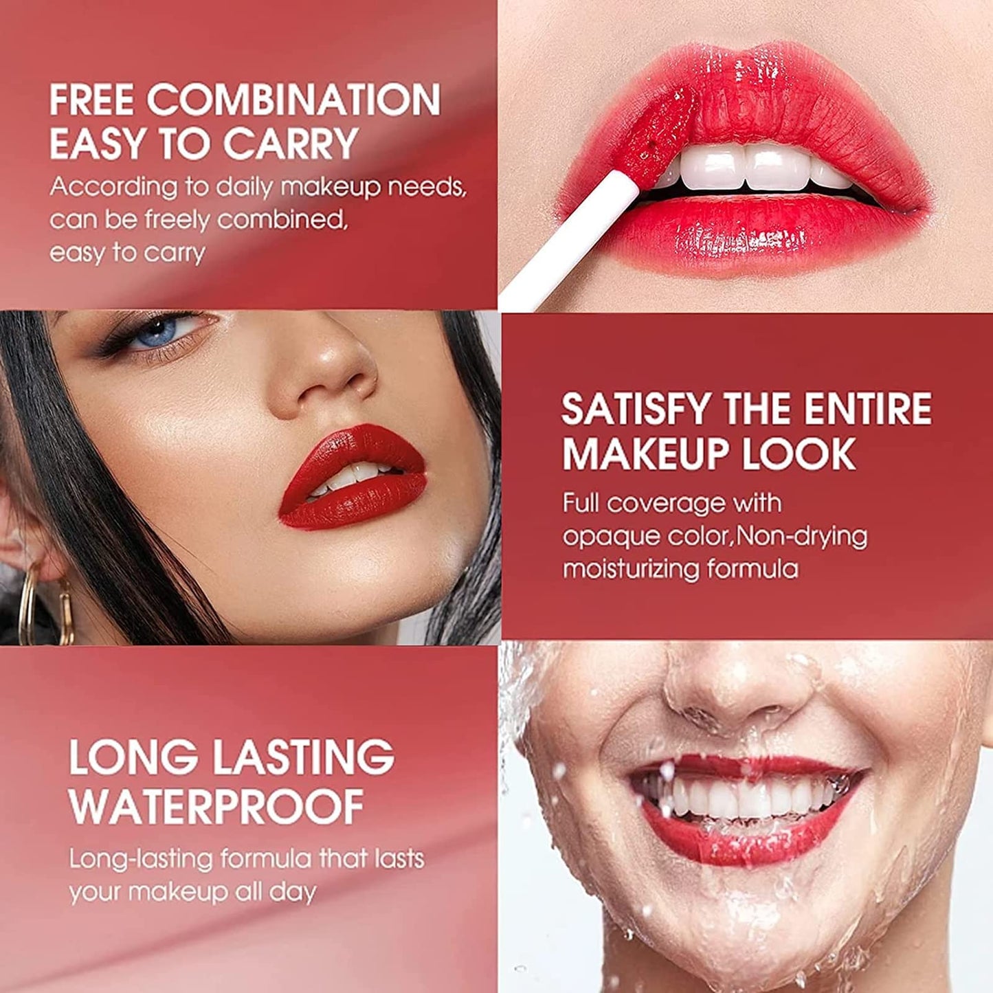 6 Colors Lip Tint Stain Set,Korean Lip Gloss Lip Tint Stain Mini Liquid Lipstick Multi-use Lip and Cheek Tint
