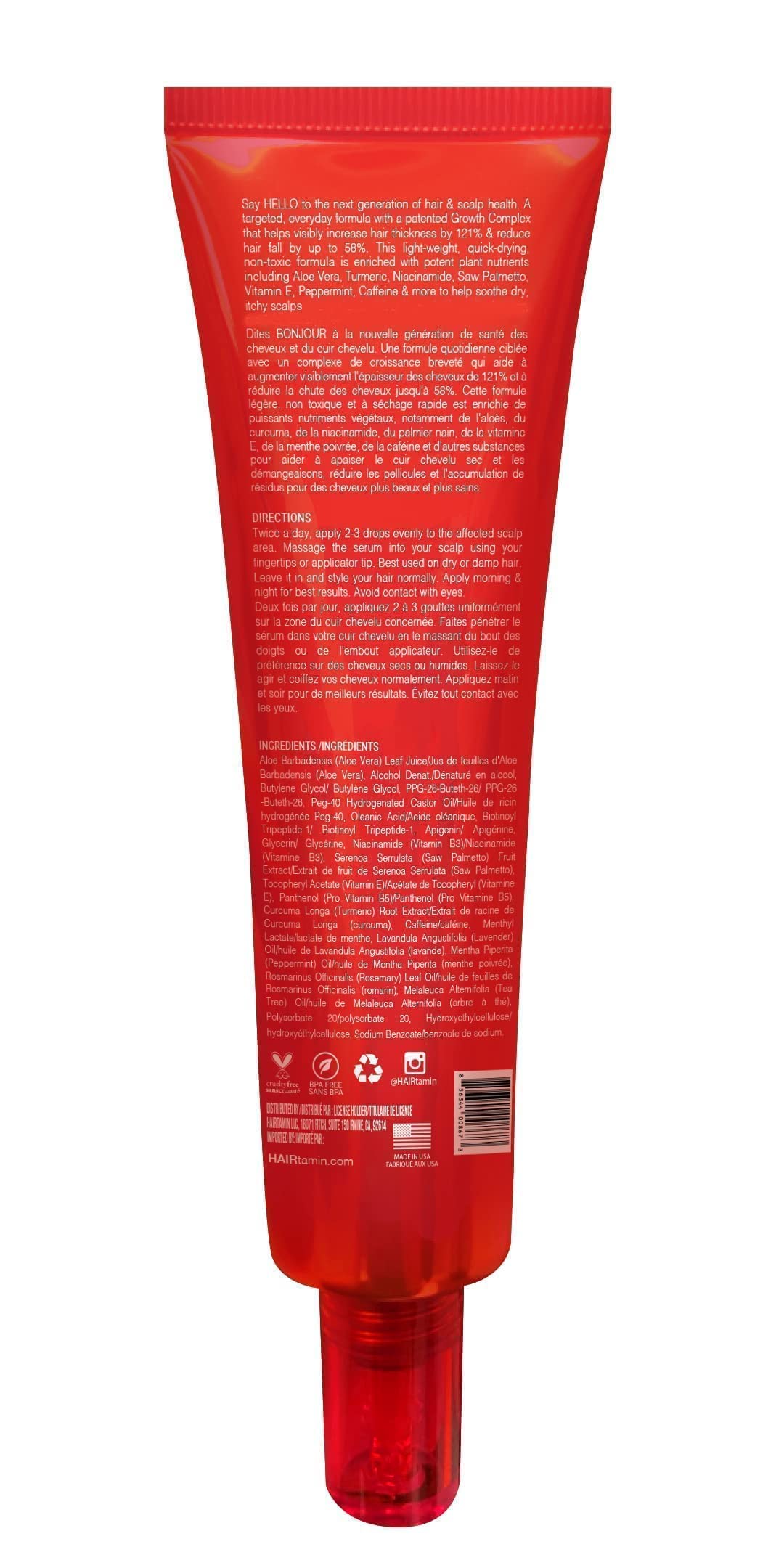 HAIRtamin Scalp Serum Natural Hair Growth Thickening Treatment | Made in USA | Helps Increase Hair Thickness and Aids Against Hair Thinning and Hair Fall Out | Moisturizes and Soothes Dry Itchy Scalp