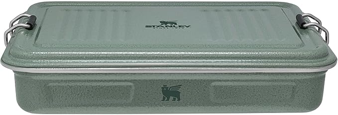 STANLEY Classic Legendary Useful Box 1.25 qt | Metal Snack and Lunch Box | Durable Stainless Steel Travel Food Storage Container | Hiking, Camping, School, or Work | BPA-Free | Hammertone Green