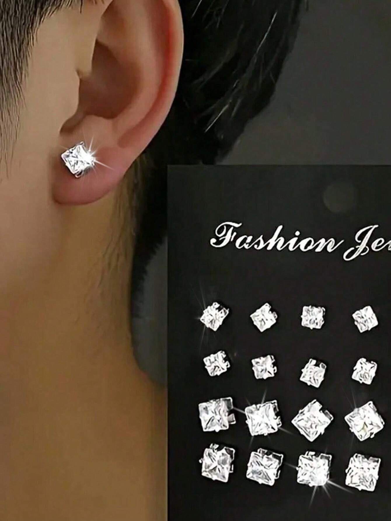 Sparkly Geometric Stud Earrings Set