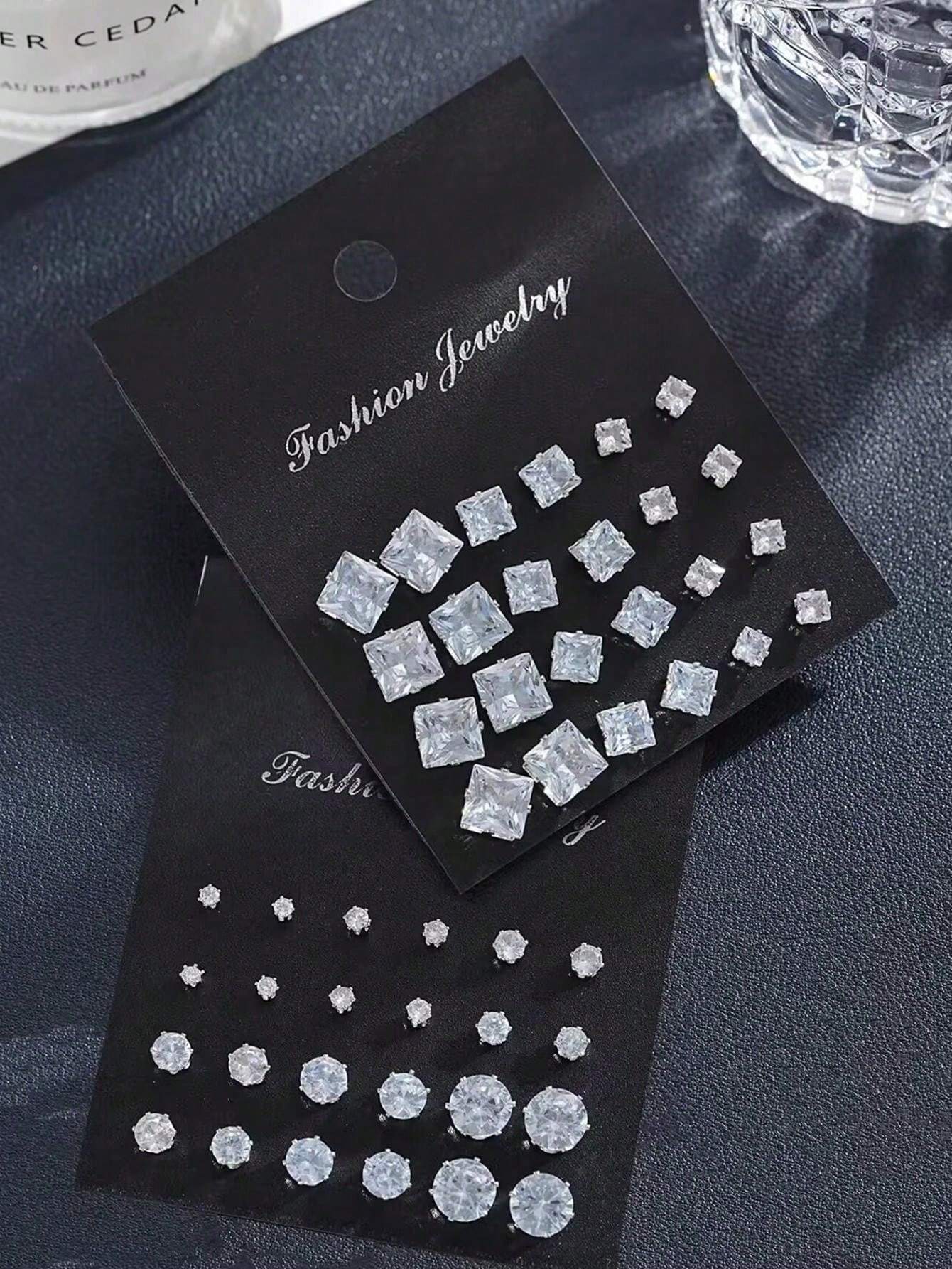 Sparkly Geometric Stud Earrings Set
