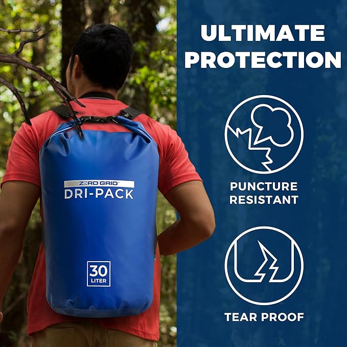 Zero Grid Waterproof Dry Bag - Floating Roll Top Drybag Keeps Dry 10L/20L/30L/40L Sizes for Backpacking, Kayaking, Boating, Camping, Fishing, Hiking, Made from Tough 500D Material