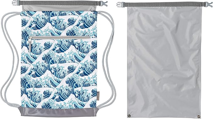 Skog Å Kust GymSak | Patented 2-in-1 Drawstring Cinch Bag with Removable Waterproof Dry Bag | Waves