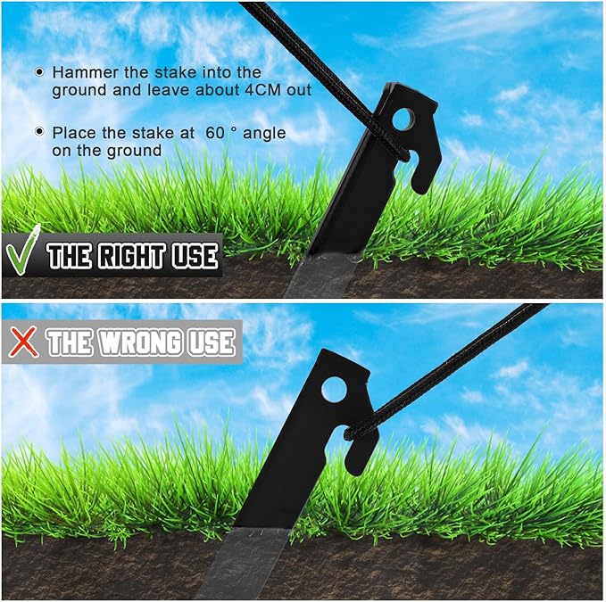 Deekin Plastic Tent Stakes 9 Inch Heavy Duty Tent Pegs Spike Hook Stakes Light Safe Tent Stakes Canopy Stakes for Summer Beach Garden Decorations Camping Outdoor Lawn Tarp