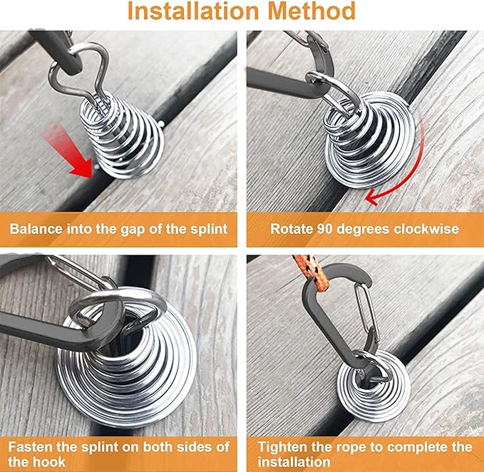 Morobor Deck Anchor Pegs, 10pcs Windproof Aluminium Alloy Fish Bone Tent Stakes with Spring Buckle Portable Wind Rope Anchor for Outdoor Camping