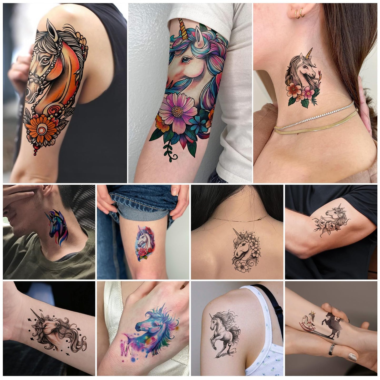 77 Sheets Temporary Tattoo for Women Men, 17 Sheets Half Arm Skull Flowers Tattoos, 60 Sheets Animals Tiny for Adult Kids Body Tattoos Stickers Waterproof Realistic Halloween Costume Decorations